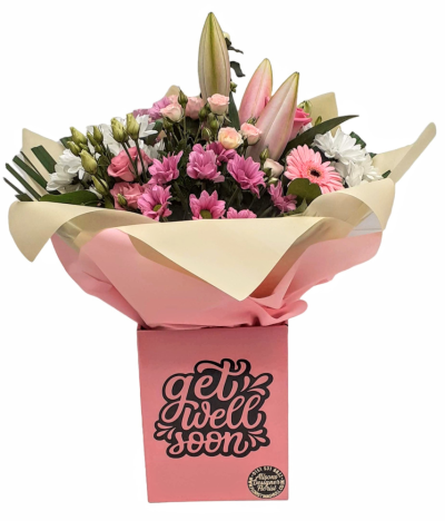 Get well soon bouquet - Florist choice pink hand-tied bouquet i