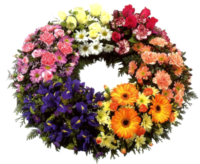 Cluster Wreath - A beautiful design of vibrant clusters of the freshest flowers create a fabulous tribute created by Alison's designer florist in Maghull, Liverpool