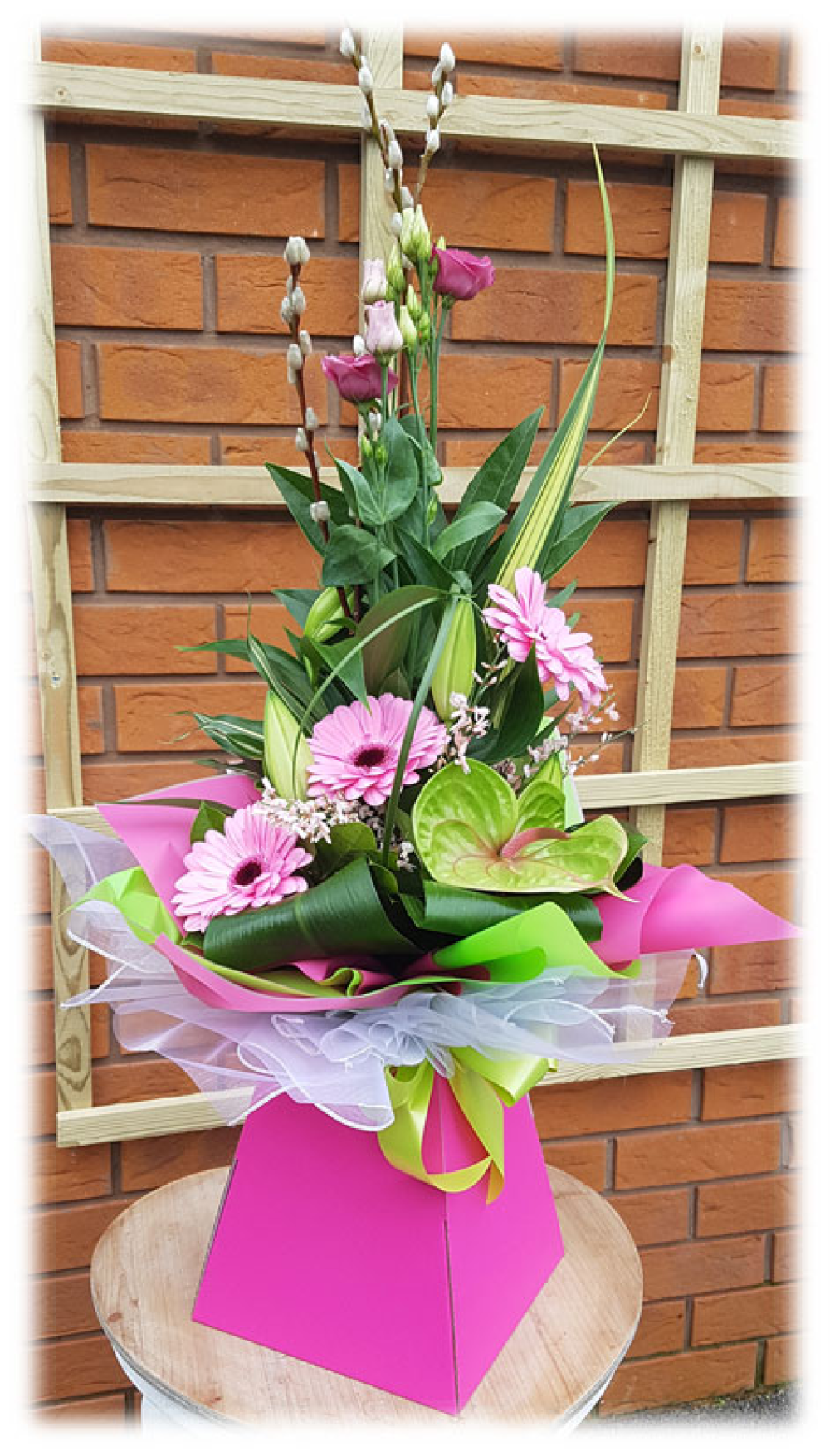 Pink Gerbera Modern Hand-tied Bouquet